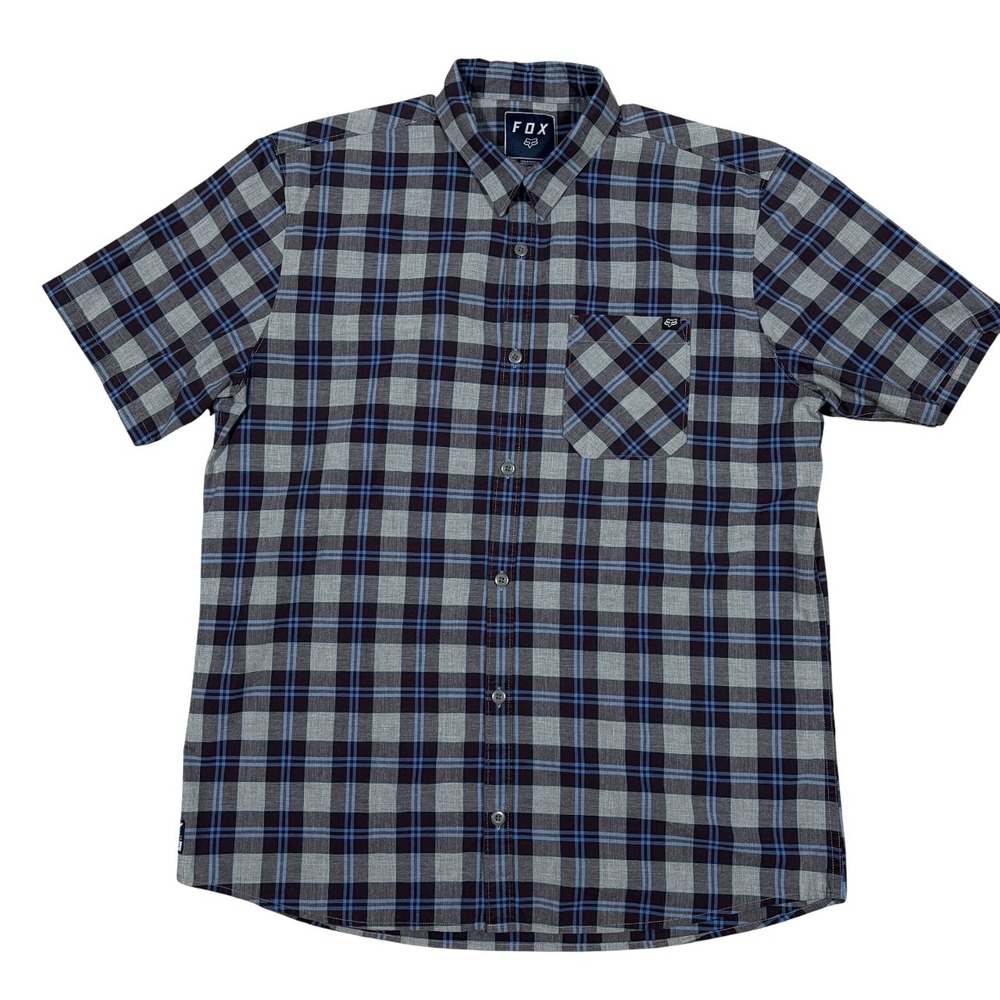 FOX Racing Shirt Mens XL Plaid Short Sleeve Button Up Motocross BMX
